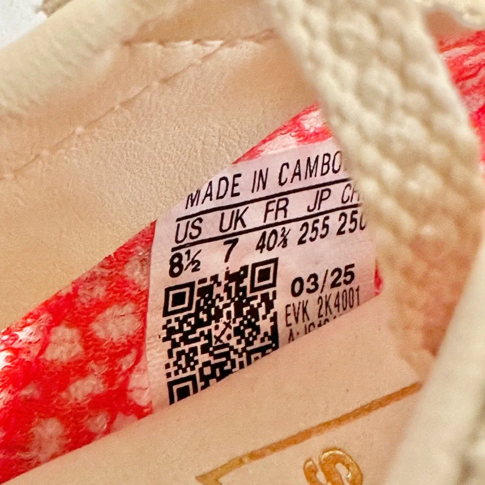Adidas Liberty London SL 72 Floral Cream Better Scarlet Sneaker Womens 8.5 - Picture 15 of 16